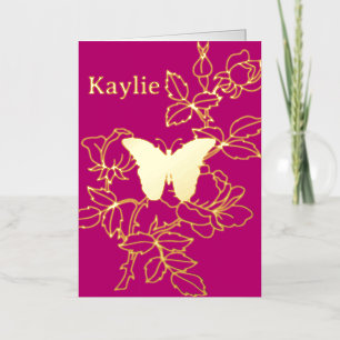 Elegant Butterfly Floral Personalized Foil Card