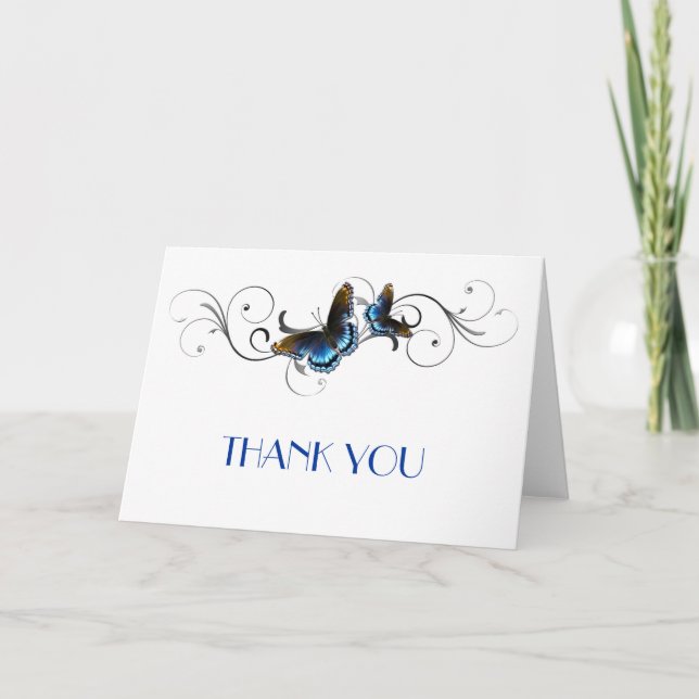 Elegant Butterfly Floral Swirls Thank you (Front)