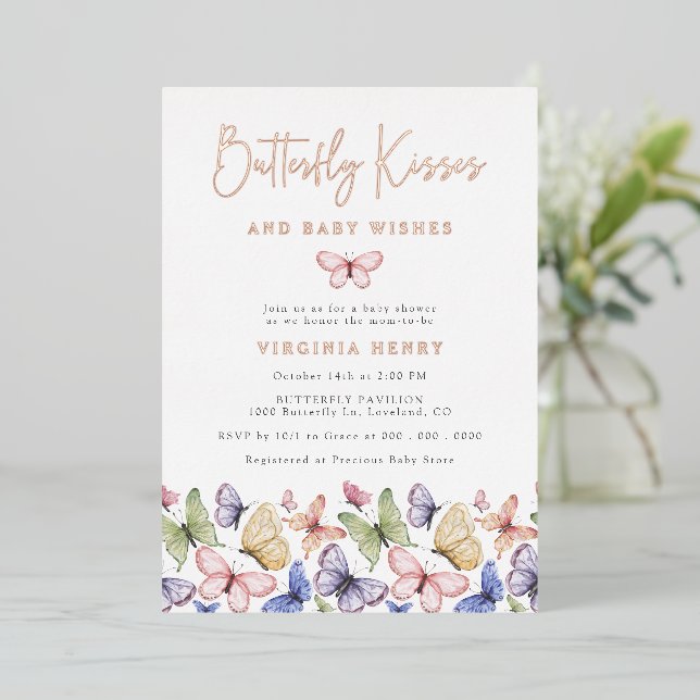 Elegant Butterfly Foil Invitation (Standing Front)