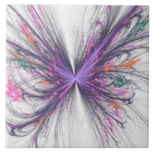 Elegant Butterfly Fractal Ceramic Tile