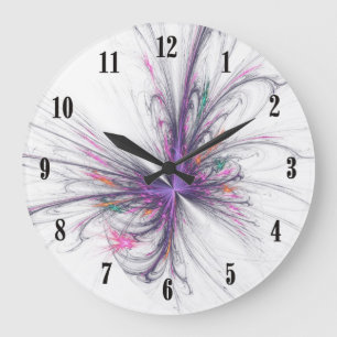 Elegant Butterfly Fractal Wall Clock w Black Hands