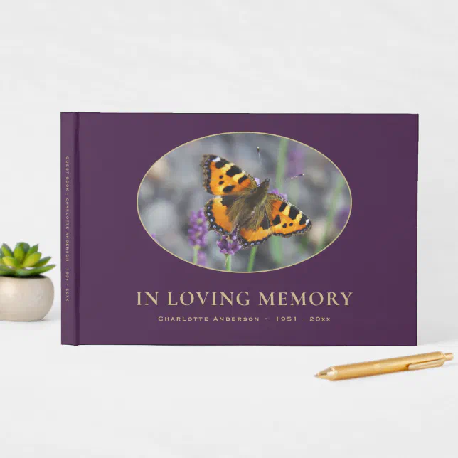 Elegant Butterfly Funeral Guest Book Zazzle