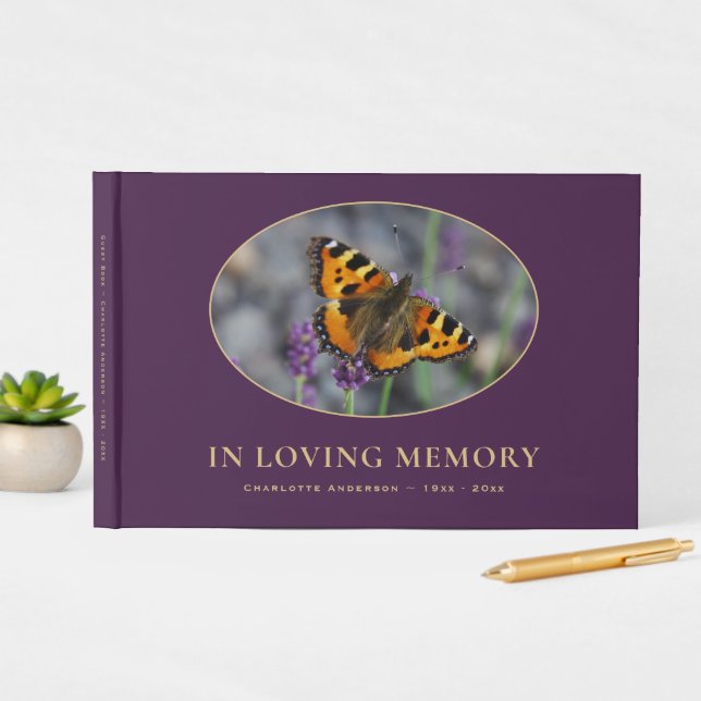 Elegant Butterfly Funeral Guest Book (InSitu Display)