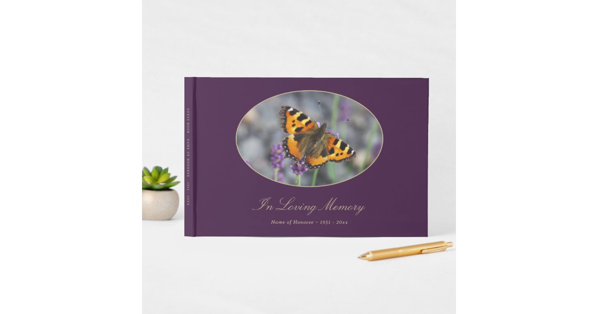 Elegant Butterfly Funeral Guest Book Zazzle