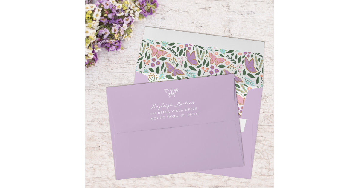 Elegant Butterfly Garden PreAddressed Envelope Zazzle
