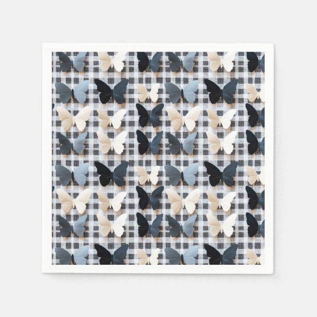Elegant Butterfly Grid Pattern Napkins (Front)