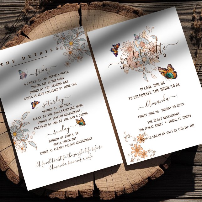 Elegant Butterfly Groovy Art Bachelorette Weekend Invitation (Creator Uploaded)
