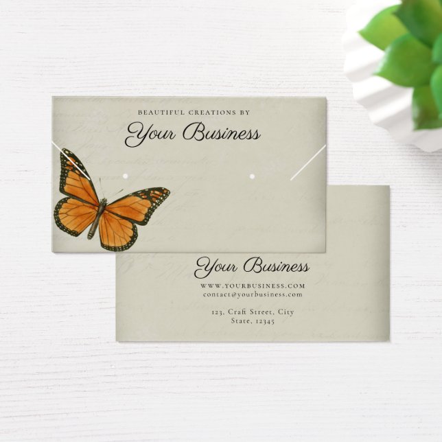 Elegant Butterfly Horizontal Jewelry Display Card (Desk)