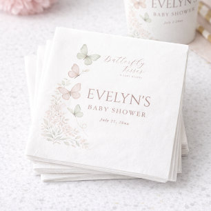 Elegant Butterfly Kisses Baby Wishes Baby Shower Napkins