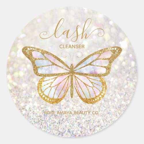 Elegant Butterfly Lash Cleanser Classic Round Sticker
