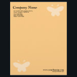 Elegant Butterfly - Light Orange Letterhead<br><div class="desc">A business letterhead with an attractive and elegant Butterfly motif in the top right and bottom left hand corners of the page positioned half an inch from the edges. Company name, address along with telephone, Fax and Mobile numbers in the top left corner. Web and email address aligned in the...</div>