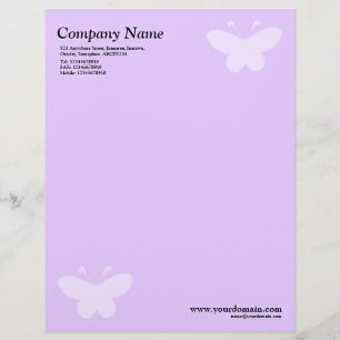 Elegant Butterfly - Light Purple Letterhead