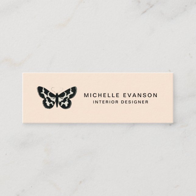 Elegant Butterfly Logo Professional Peach Tan Mini Business Card (Front)