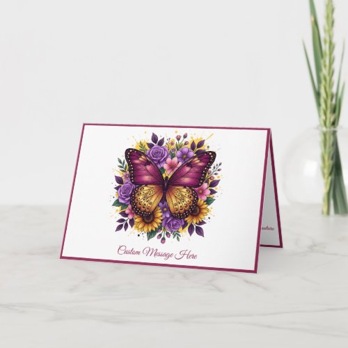 Elegant Butterfly Lush Floral Artwork Customize  Card