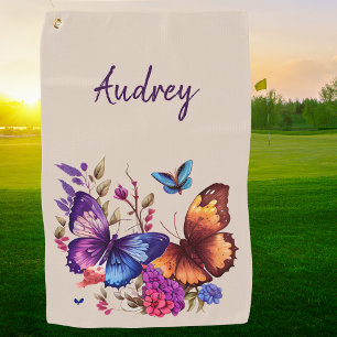 Elegant Butterfly Modern Golfer Golf Towel