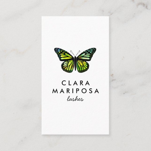 Elegant Butterfly Monarch Beauty Lashes Business Card (Front)