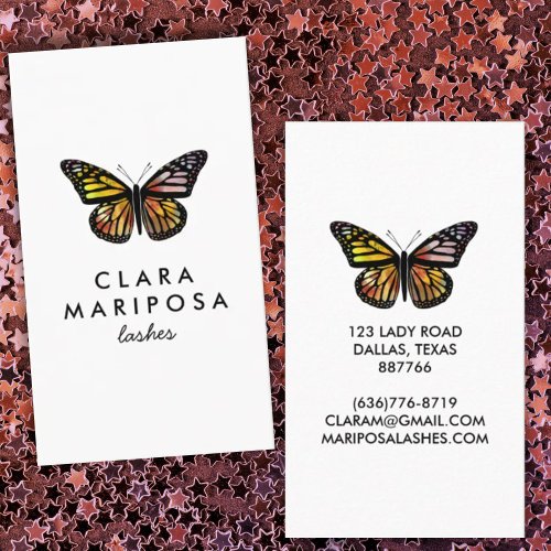 Elegant Butterfly Monarch Beauty Lashes Business Card