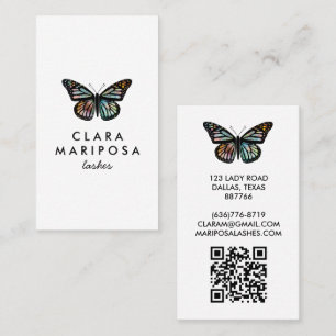 Elegant Butterfly Monarch Beauty Lashes QR Code Business Card