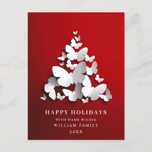 Elegant Butterfly Monarch Christmas Tree Greeting Postcard