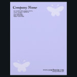 Elegant Butterfly Motif - Light Blue Letterhead<br><div class="desc">A business letterhead with an attractive and elegant Butterfly motif in the top right and bottom left hand corners of the page positioned half an inch from the edges. Company name, address along with telephone, Fax and Mobile numbers in the top left corner. Web and email address aligned in the...</div>
