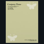 Elegant Butterfly Motif - Light Khaki Letterhead<br><div class="desc">A business letterhead with an attractive and elegant Butterfly motif in the top right and bottom left hand corners of the page positioned half an inch from the edges. Company name, address along with telephone, Fax and Mobile numbers in the top left corner. Web and email address aligned in the...</div>