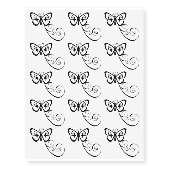 Elegant Butterfly Nature Garden Design Temporary Tattoos (Front)