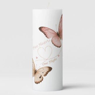 Elegant Butterfly Open Book Floral Design Pillar Candle