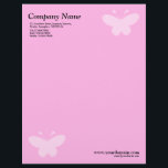 Elegant Butterfly - Pink Letterhead<br><div class="desc">A business letterhead with an attractive and elegant Butterfly motif in the top right and bottom left hand corners of the page positioned half an inch from the edges. Company name, address along with telephone, Fax and Mobile numbers in the top left corner. Web and email address aligned in the...</div>
