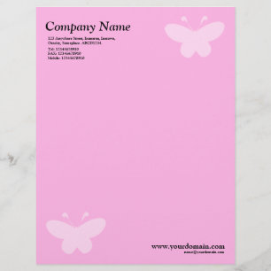 Elegant Butterfly - Pink Letterhead