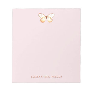 Elegant Butterfly Pink Personalized Notepad
