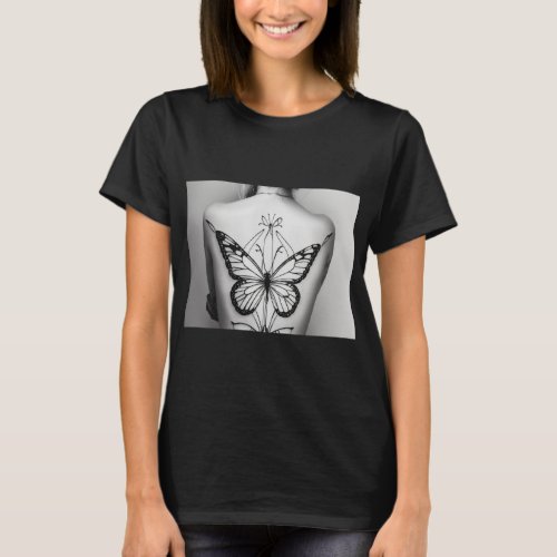 Elegant Butterfly Print Womens Basic T_Shirt T_Shirt