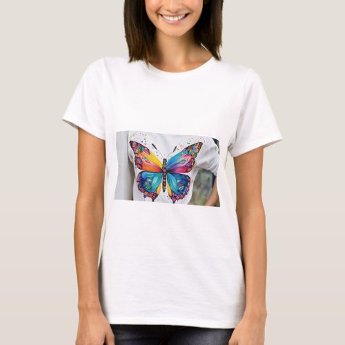 Elegant Butterfly Print Womens Basic T_Shirt T_Shirt