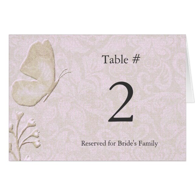 Elegant Butterfly Reception Table Number (Front Horizontal)