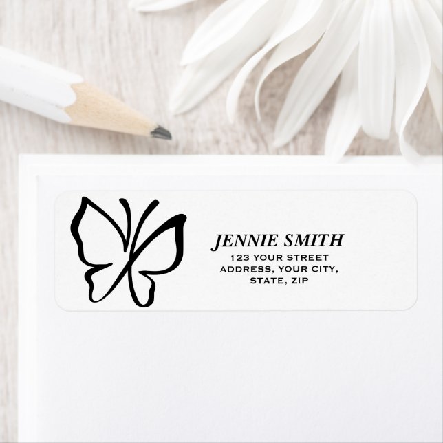 Elegant Butterfly Return Address Labels (Insitu)