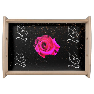 Elegant Butterfly & Rose Serving Tray