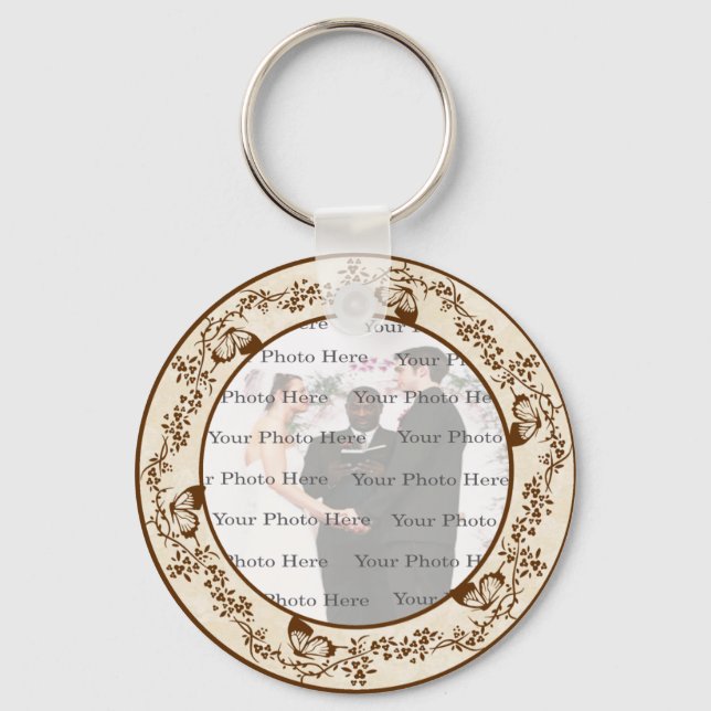 Elegant Butterfly Round Key Chain (Front)