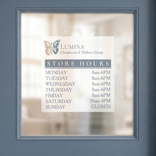 Elegant Butterfly Spine Chiropractic Store Hours Window Cling