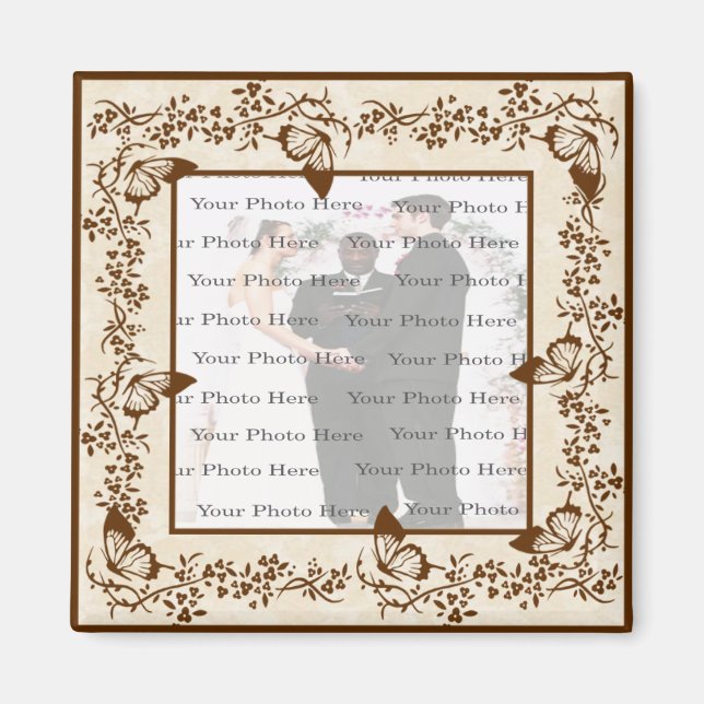 Elegant Butterfly Square Magnet (Front)