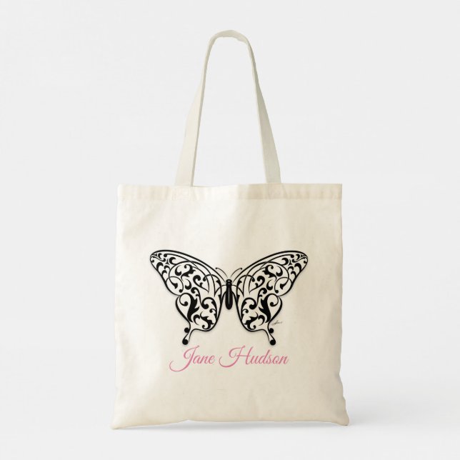 Elegant Butterfly Tote Bag Design by Eksi (Back)