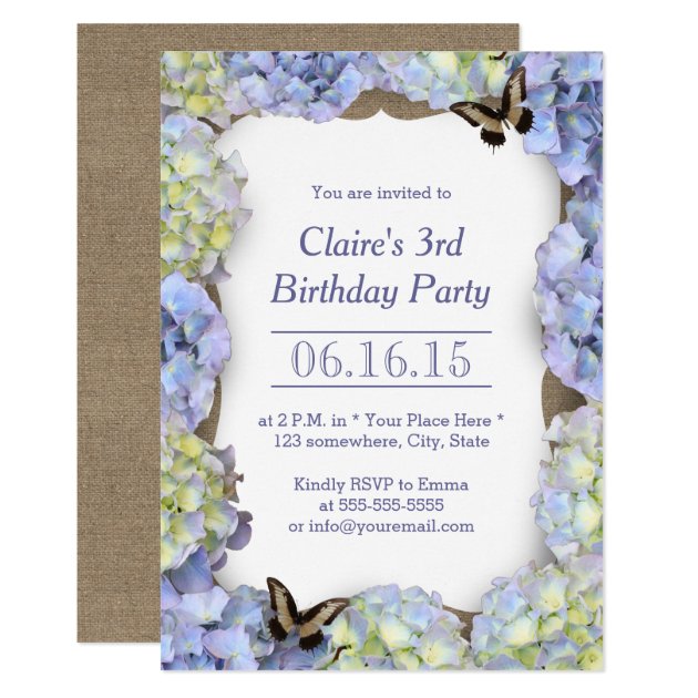 Elegant Butterfly Vintage Floral Birthday Party Invitation