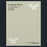 Elegant Butterfly - Warm Beige Letterhead<br><div class="desc">A business letterhead with an attractive and elegant Butterfly motif in the top right and bottom left hand corners of the page positioned half an inch from the edges. Company name, address along with telephone, Fax and Mobile numbers in the top left corner. Web and email address aligned in the...</div>