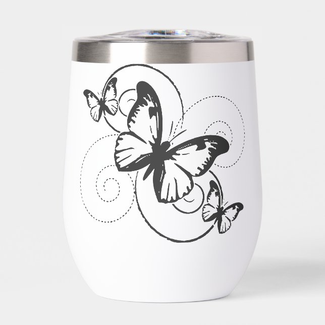 “Elegant Butterfly Water bottle** Thermal Wine Tumbler (Front)