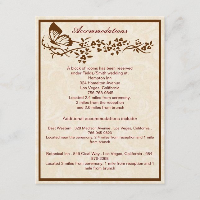 Elegant Butterfly Wedding Enclosure Cards (Front)