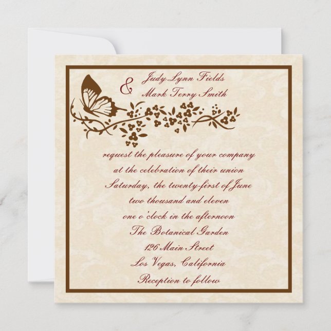 Elegant Butterfly Wedding Invitation (Front)