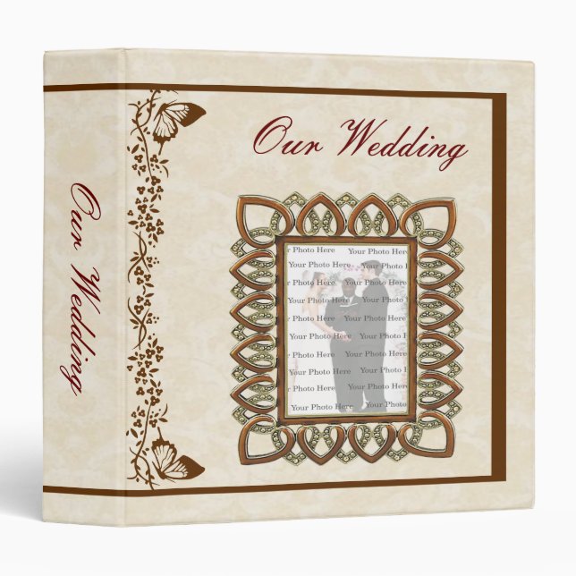 Elegant Butterfly Wedding Photo Album 3 Ring Binder (Front/Spine)