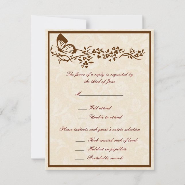Elegant Butterfly Wedding Response Cards (Front)