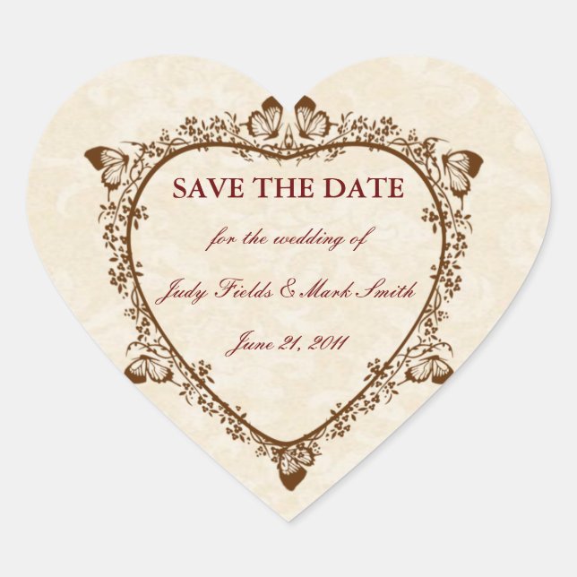 Elegant Butterfly Wedding Save The Date Stickers (Front)