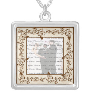 Elegant Butterfly Wedding Square Silver Necklace