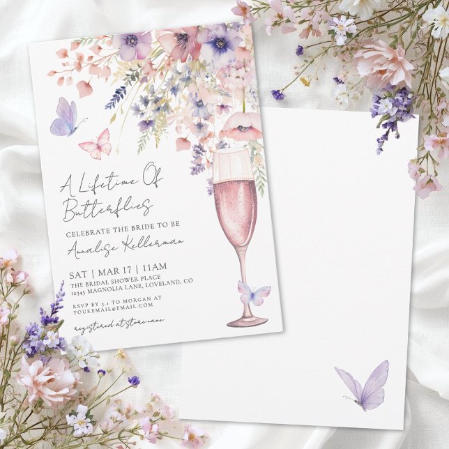 Elegant Butterfly Wildflower Bridal Shower Invitation (Elegant Butterfly Wildflower Bridal Shower Invitation)