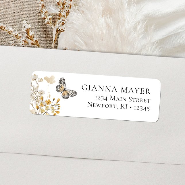 Elegant Butterfly Wildflower Graduation Label (Elegant Butterfly Wildflower Graduation Label)